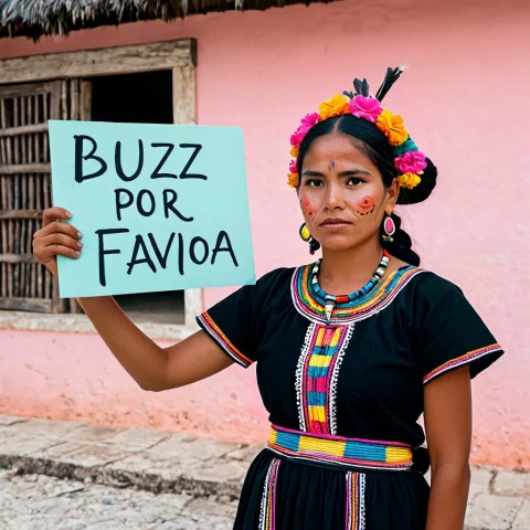 A Medium Close-up Of An A Vibrant Mayan Woman In A Tradition... — SDXL AI Prompt: A medium close-up of an a vibrant mayan woman in a traditional dress standing in...