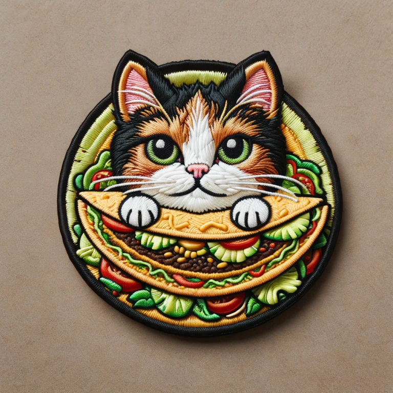Ral-embroideredpatch Embroidered Patch Of Taco Cat, A Cat Wh...
