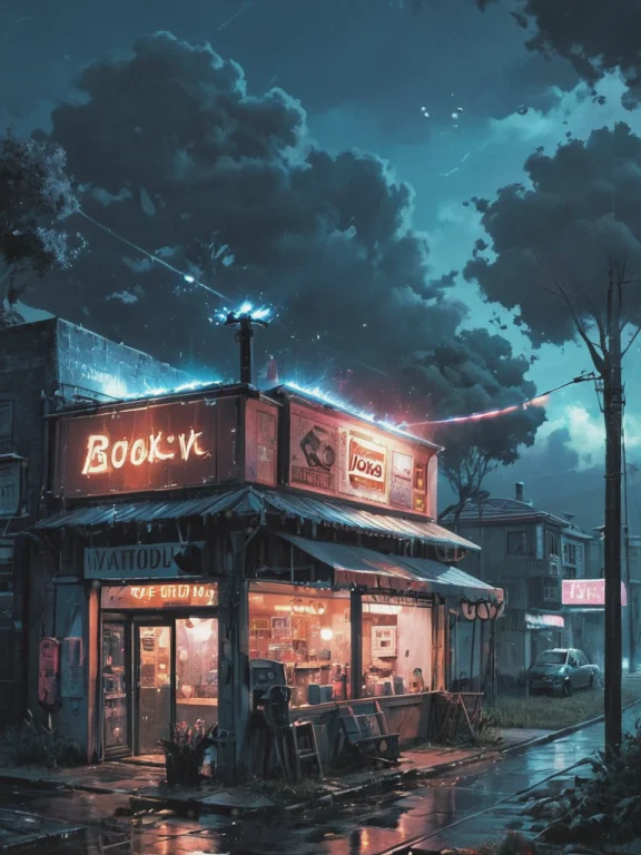 Small Store In Night