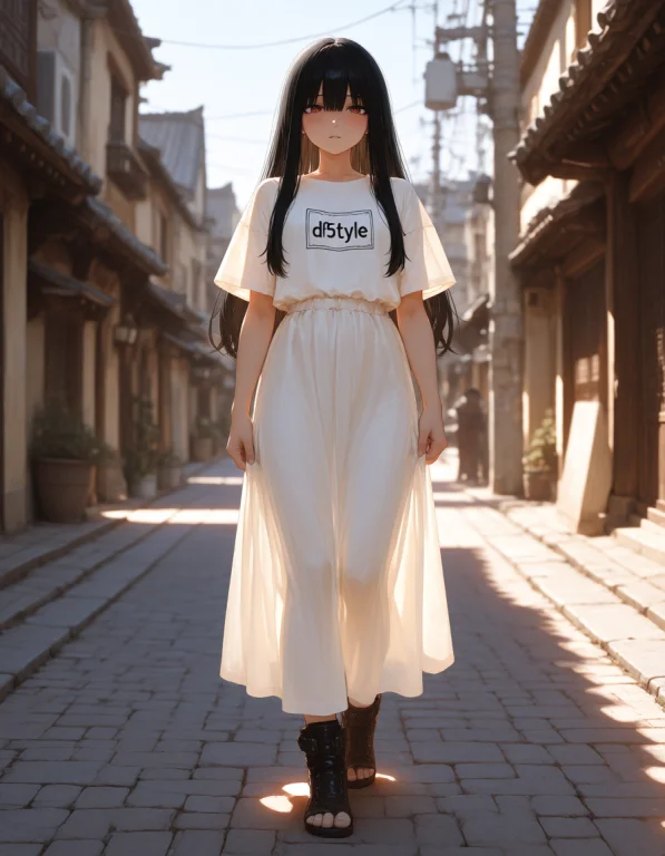 Df5tyle, Kuro Walking Down A Street Wearing A Whit Dress In...
