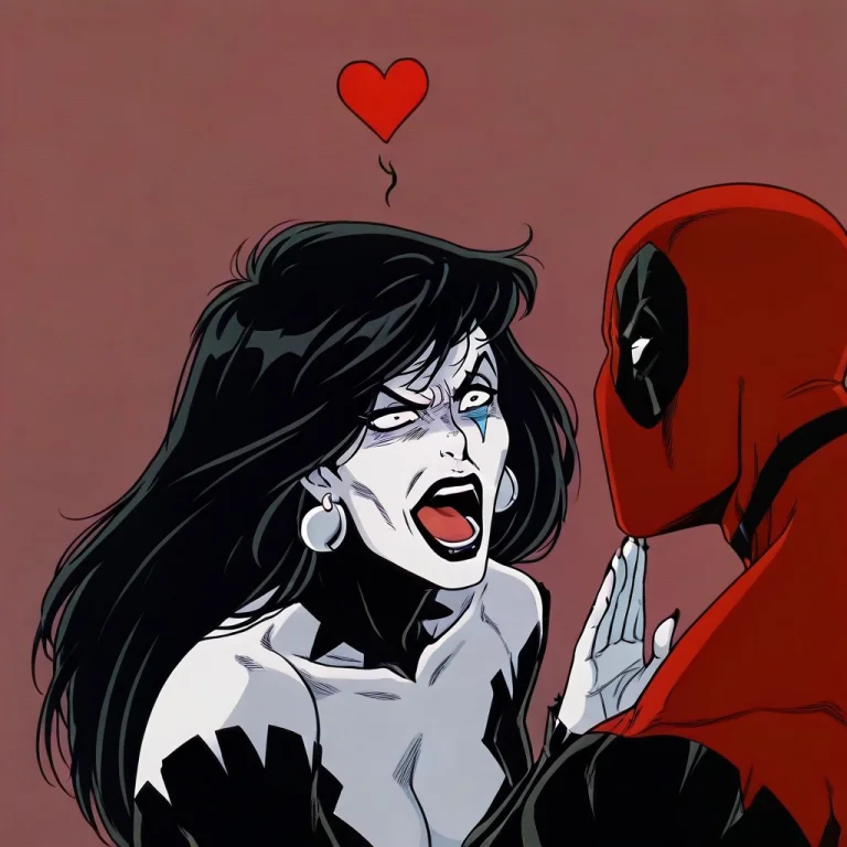 Masterpiece, Face Focus, 1girl, 1boy, Deadpool Flirting, Gir...