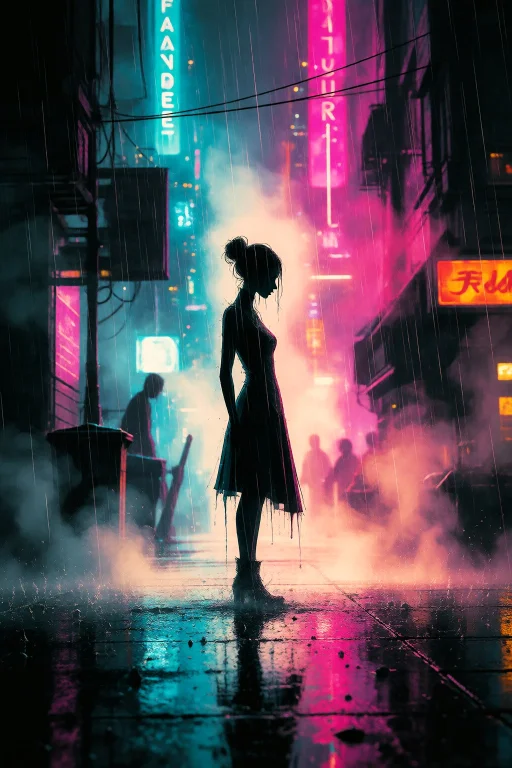 Strangedaal. A Cinematic Silhouette Of A Lone Woman Standing...