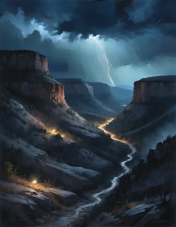 Wild And Dynamic Landscape, Night, Mysterious, Nocturnal Sky...