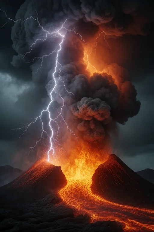 30. Volcanic Lightning Storm Over Active Lava Flow, Iceland,...