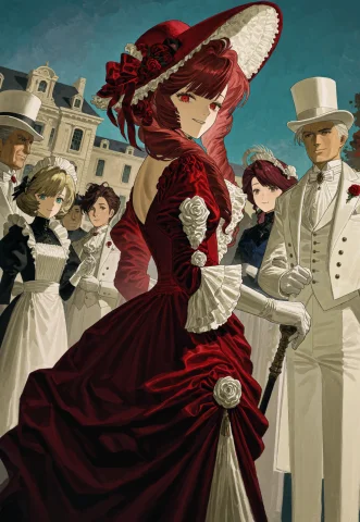 A Medium, Low Angle Cinematic Shot Frames A Smirking Victori... — Stable Diffusion AI Prompt: A medium, low angle cinematic shot frames a smirking Victorian-attired young wom...