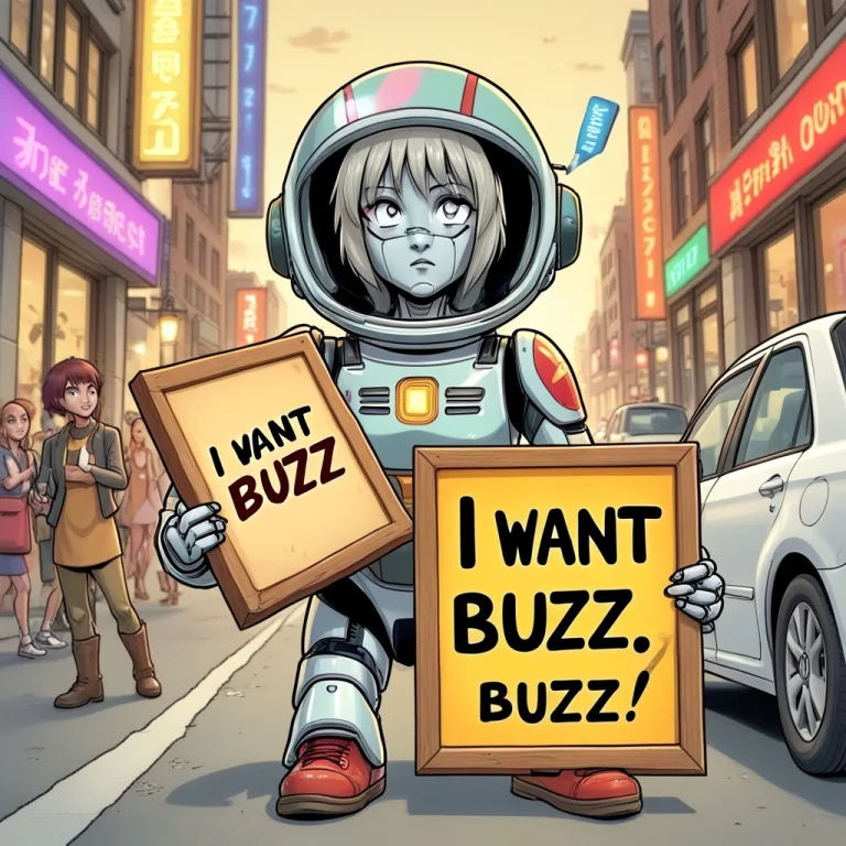 Koko-9 Holding A Sign That Says I Want Buzz