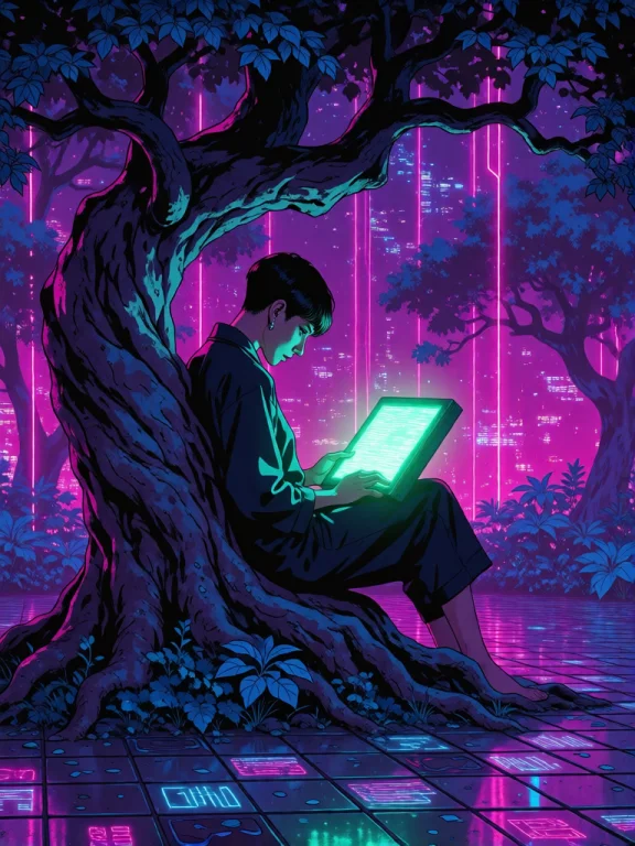 This Digital Artwork Features A Dark-skinned, Androgynous Pe...