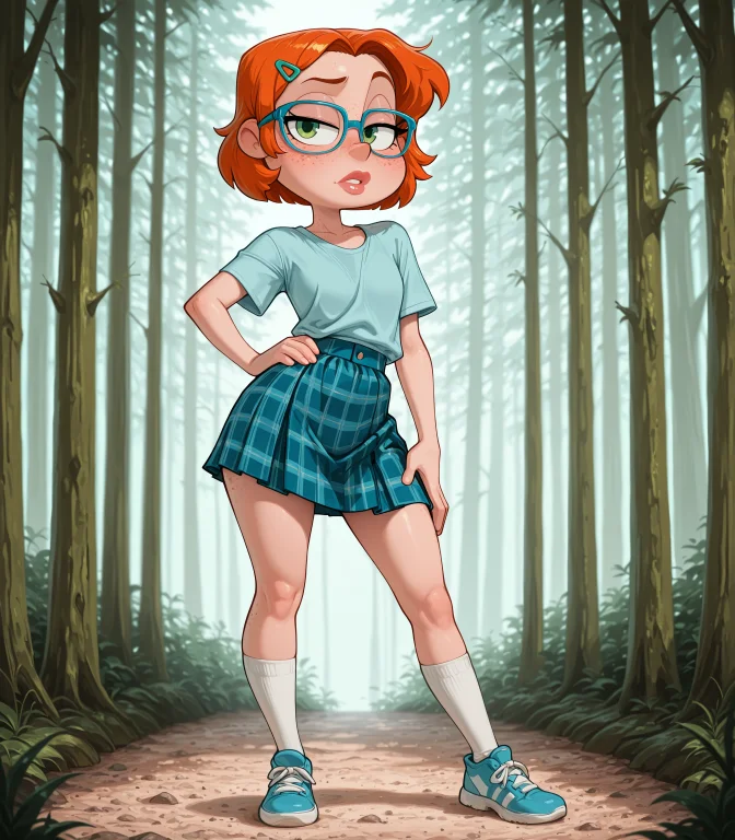 Pearlyperf, 1girl, Solo, Short Hair, Orange Hair, Parted Hai...