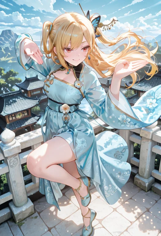 1girl, Solo, Lazypos, Anime-style Digital Drawing, High Angl...