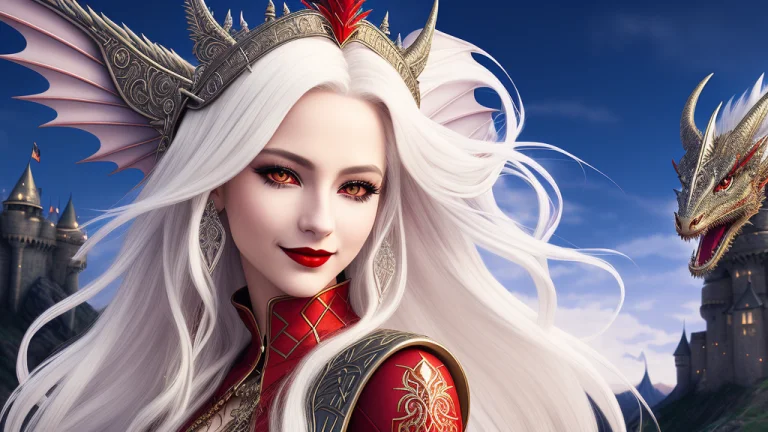Portrait Of A Woman Dragon Queen, 20yo, Tribal Fantasy, Long...