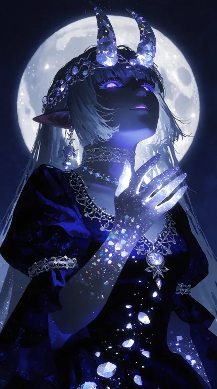 1girl, Solo, Moonelf, Highfantasy, Ethereal, Mystical, Silve...