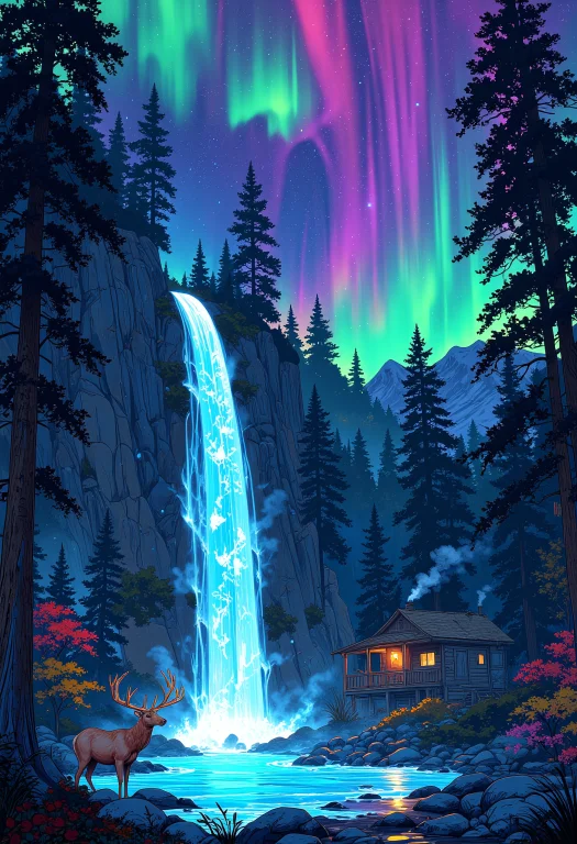 A Magnificent Waterfall Of Glowing, Liquid Light Cascades Fr...