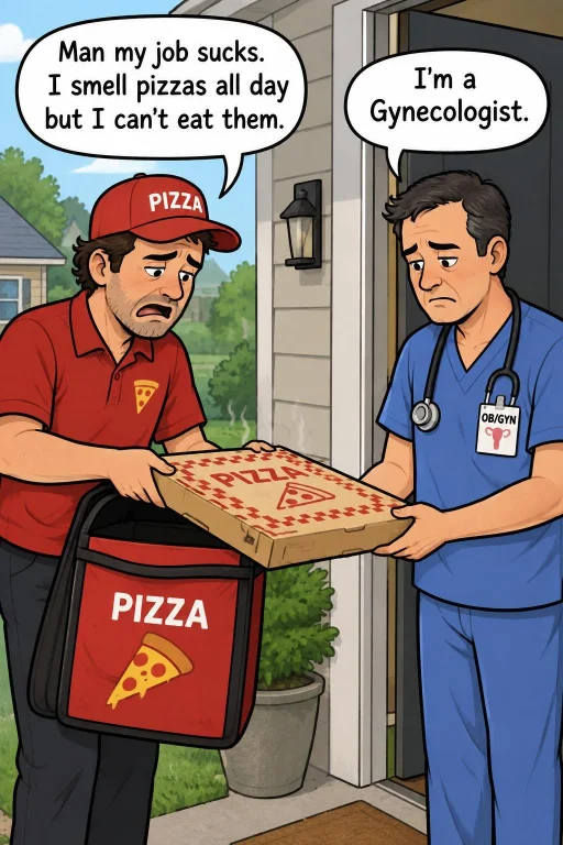 Draw Me A Humorous Comic Image Of 2 Man Outside Of A House T...