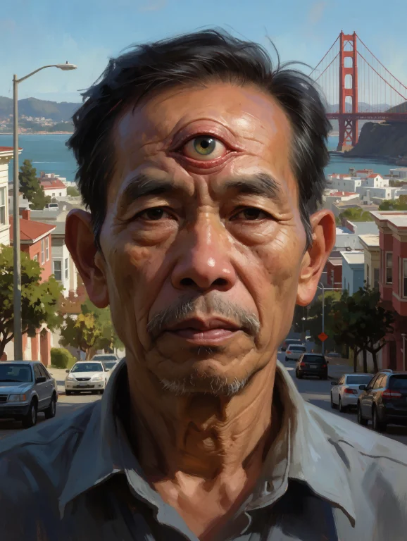Digital Painting Up Close Portrait Of A Guy With A Third Eye...