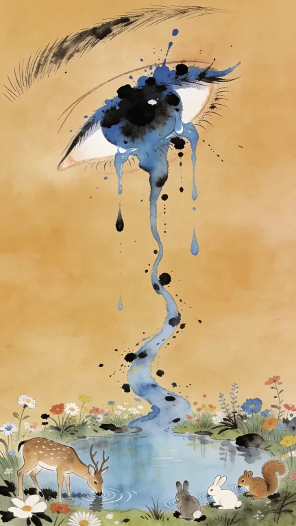 Minimalist Design, Crying Eye Formed Entirely From Expressiv...