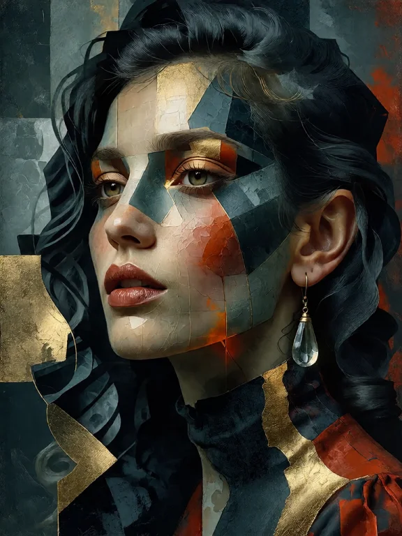 Bradhamel Art Style.the Image Is A Portrait Of A Woman Rende...