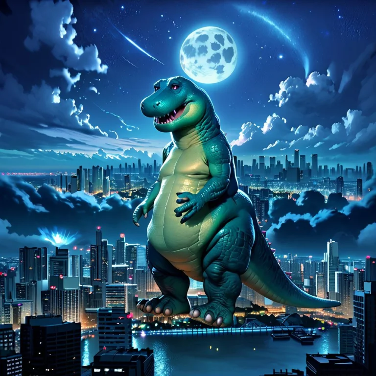 Enhanceimage, Blue Tone, Giant Barney The Dinosaur, Godzilla...