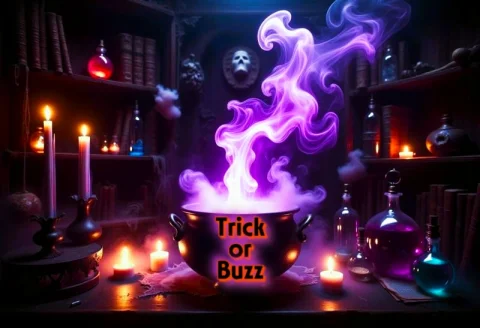Ghostlystyle,a Witchs Cauldron Bubbles Over With Bright Purp... — Stable Diffusion AI Prompt: Ghostlystyle,A witch’s cauldron bubbles over with bright purple smoke that forms...