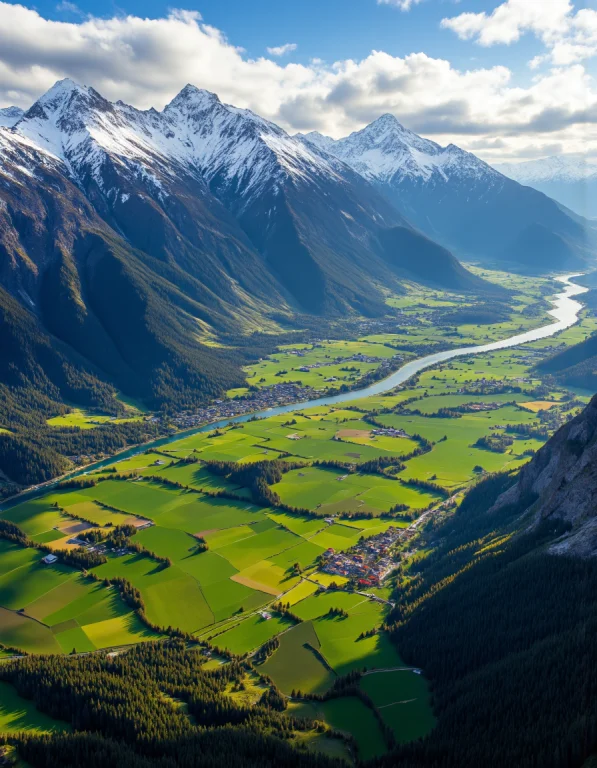 From A Soaring Vantage Point, The Landscape Unfolds In Breat...