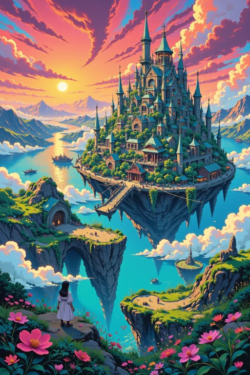 Floating City Beautiful Landscape, Morning, Woman, Very Intr...