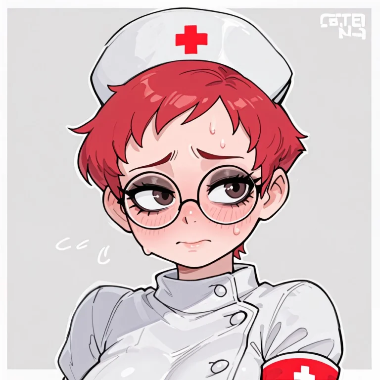 Very Short Hair, Red Hair, Glasses, Mascara, Solo, Nurse, Sh...