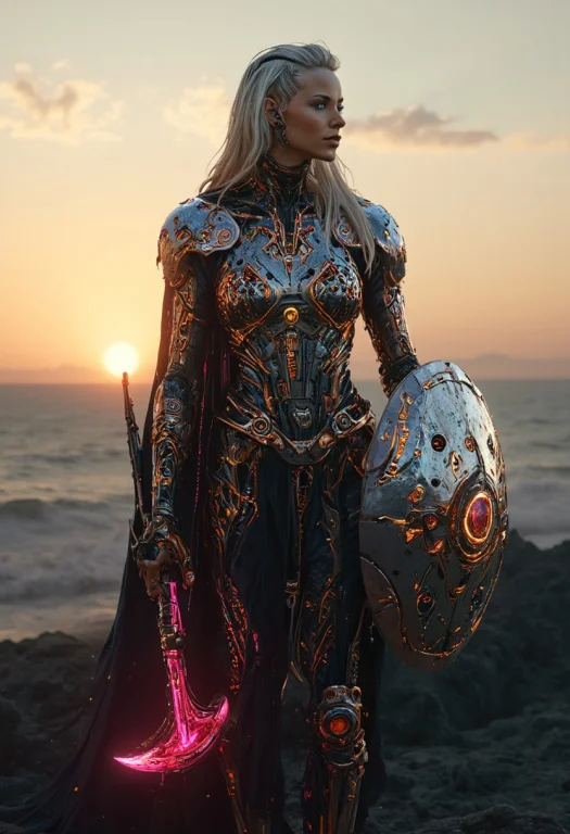 Vikingpunk Style, As The Last Sliver Of The Sun Dips Below T...