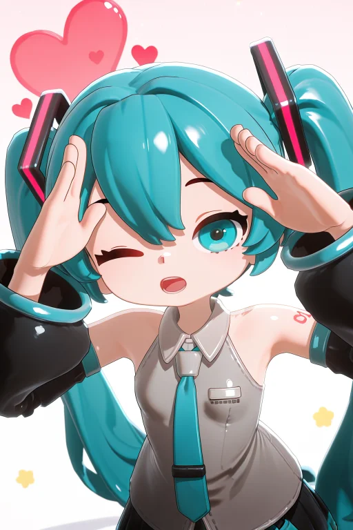Hatsunemiku, 1girl, Aqua Eyes, Black Sleeves, Blue Hair, Det...