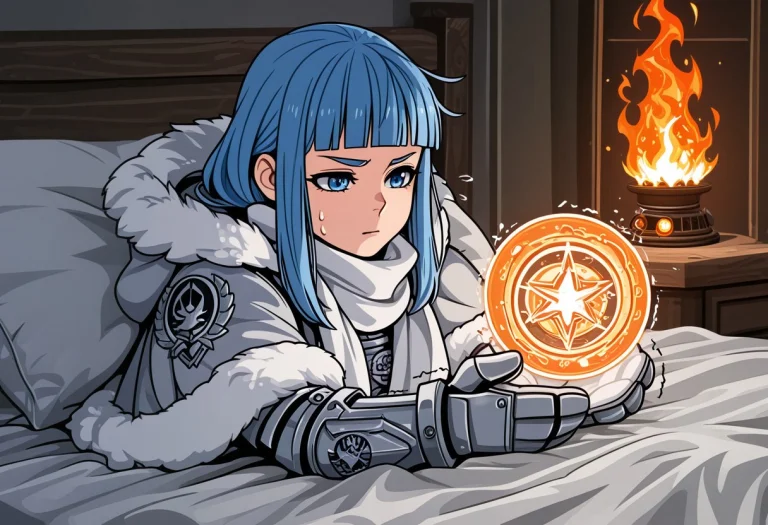 Vector Art, Flat Colors The Blue Haired Maid Lay Sprawled Ac...