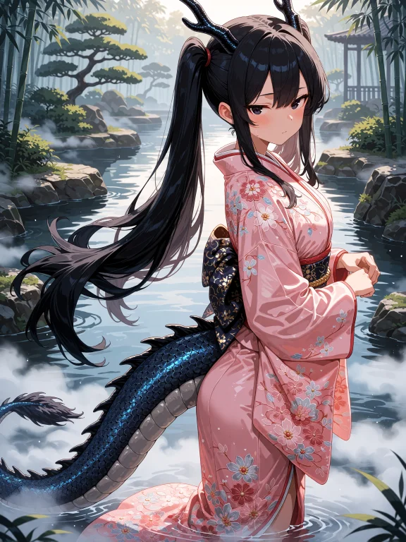 A Detailed Anime-style Illustration Of A Female Dragon-like...
