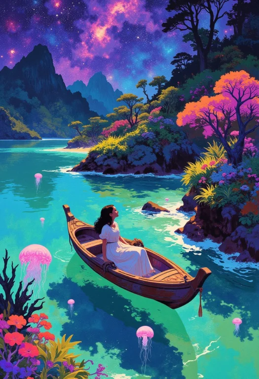 A Surreal Glitch-art Landscape A Birds-eye View Of A Small,...