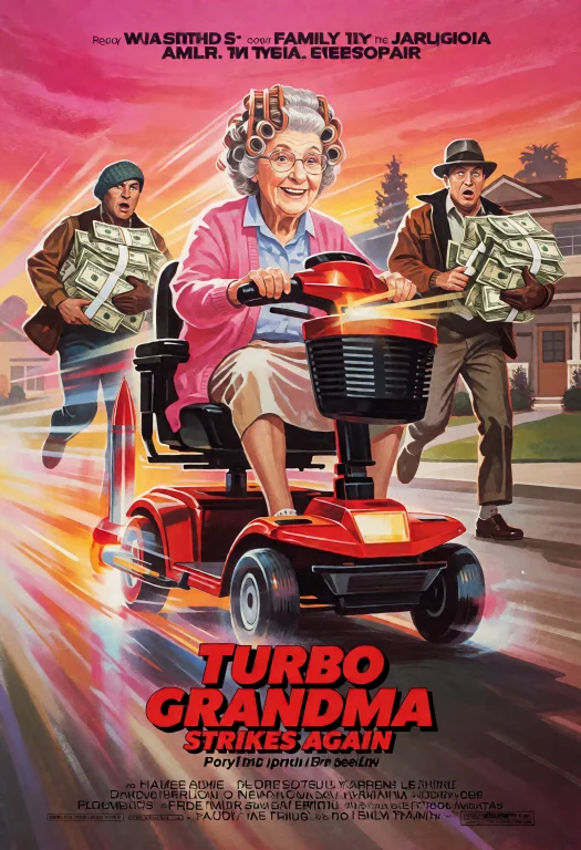 80sm0v13p0st3r,this Is An 80s Movie Poster For Turbo Grandma...