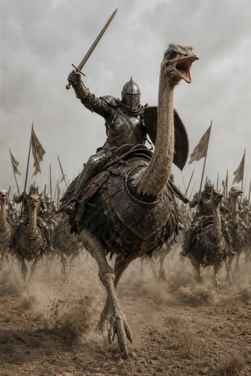 Photorealism, An Armoured Knight Charges Into Battle Atop A...