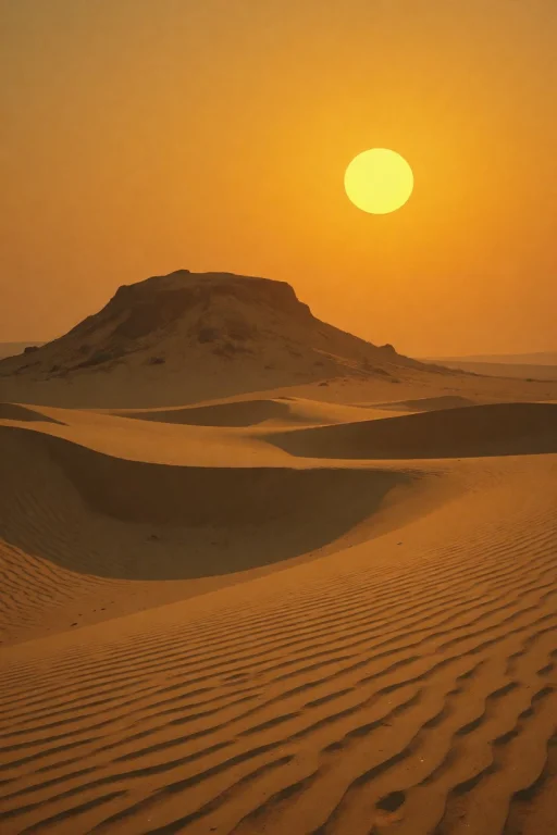 Nature, A Serene And Minimalist Desert Landscape Featuring S...