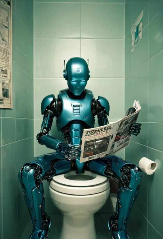 Cinematic 35mm Film A High Tech Bathroom. Science Fiction. C...