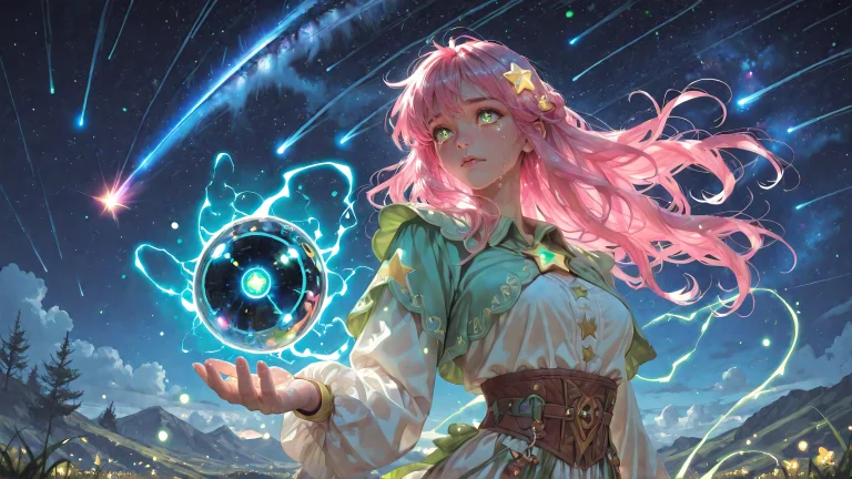 Masterpiece, 1girl, ,calm,aged Up, Tears, Pink Hair, Green E...