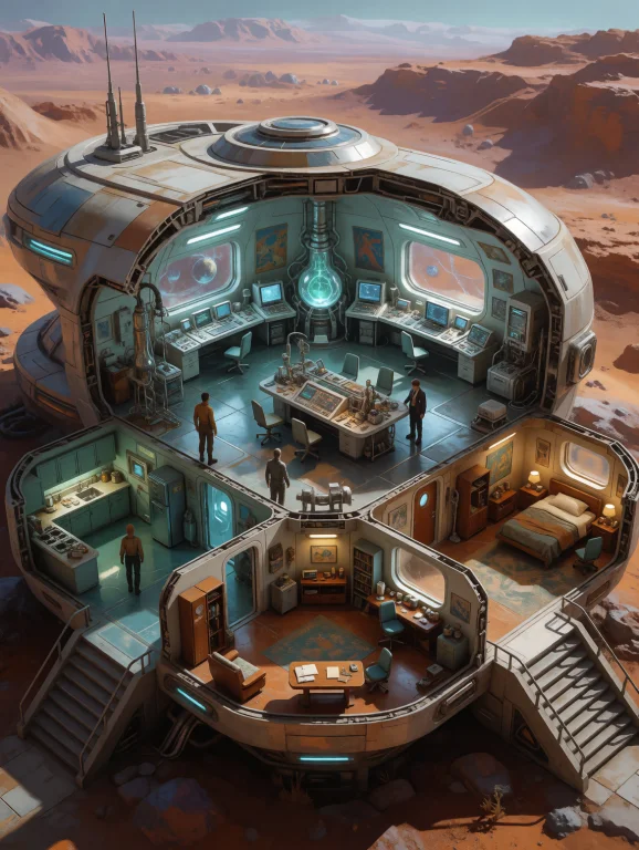 Digital Painting Isometric Cross-section Futuristic Extra-te...