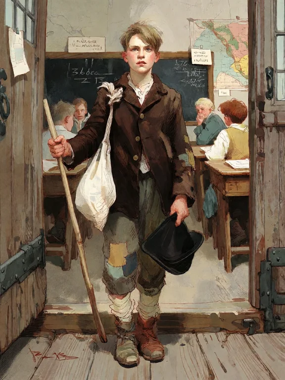 Bradhamel Art Style.a Young Boy With Light Brown Hair, Dress...