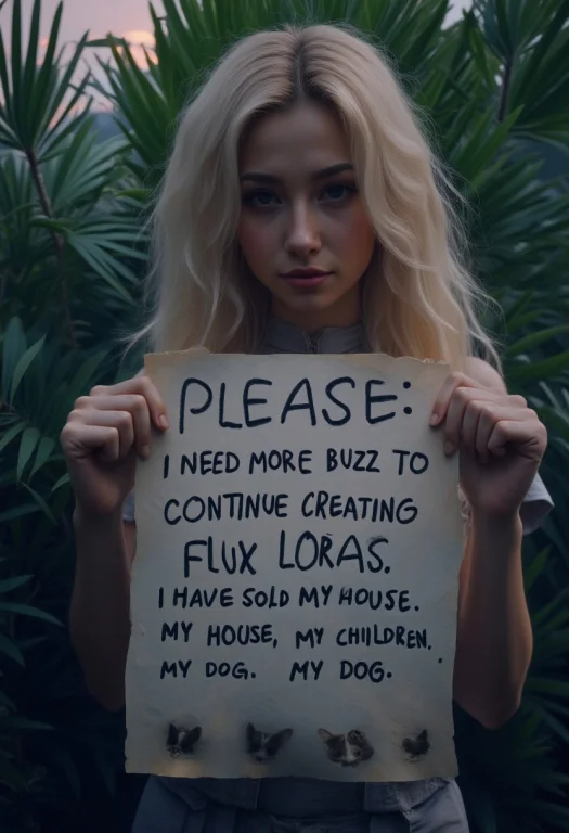 Kawaii Desune Woman In Dark Detroit Jungle , Holding A Sign...