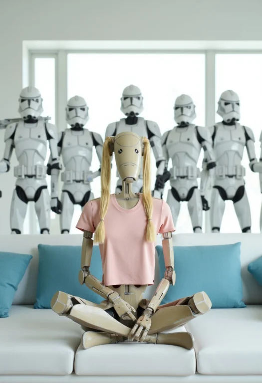 In A Modern, Brightly Lit Living Room, A Star Wars Battle Dr...