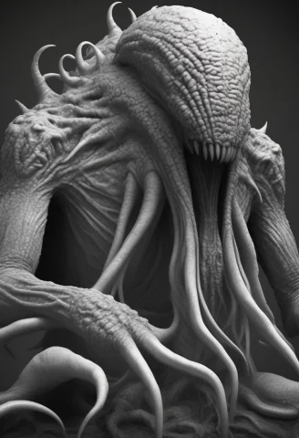 Create An Extremely Detailed Monochrome Black-and-white Scul... — SDXL AI Prompt: Create an extremely detailed monochrome black-and-white sculpt-style 3D render o...