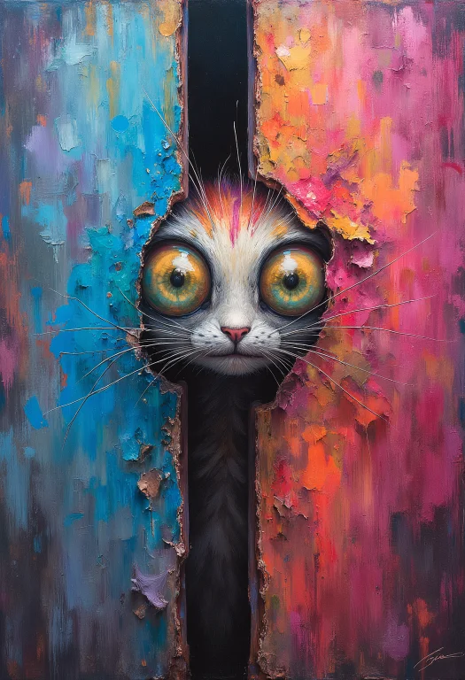 A Whimsical Creature Peeks Into The Right Side Of A Vertical...