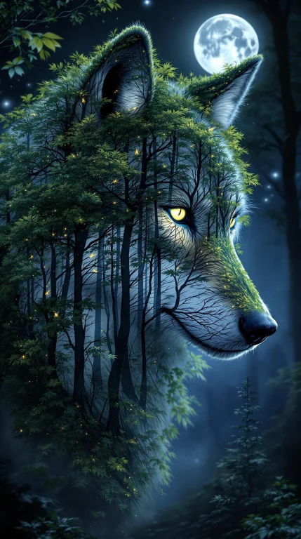 Create A Breathtaking, Hyper-realistic Image Of A Wolf At Ni...