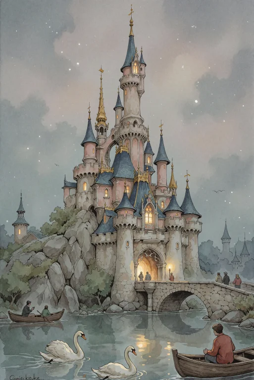 Apieckstyle, A Grand Fairytale Castle Rising Above A Misty L...