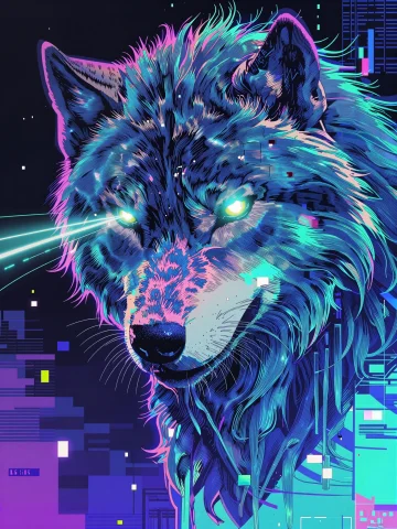 In The Style Of Cksc, 90smelancholy, Retro, Digital Drawing... — Stable Diffusion AI Prompt: in the style of cksc, 90s_melancholy, retro, Digital drawing portrait of a wolf...