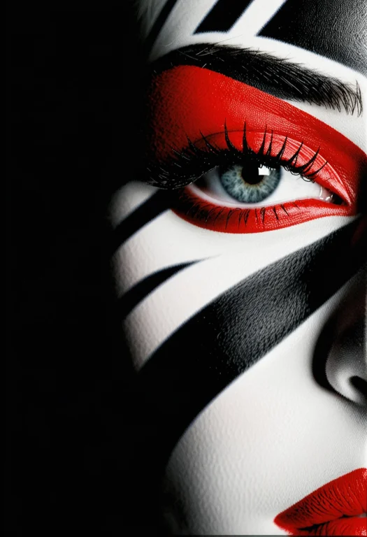 A Striking Close-up Profile Of A Womans Face Adorned With Bo...