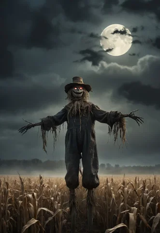 High Quality, 8k, Detailed, An Eerie, Illustrated Depiction... — SDXL AI Prompt: high quality, 8k, detailed, An eerie, illustrated depiction of a haunted scarecr...