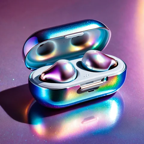 Loratech3motherpearlv10.80, Techmotherpearl, A Wireless Earb... — SDXL AI Prompt: , techmotherpearl, a wireless earbuds case on an iridescent mother-of-pearl surf...