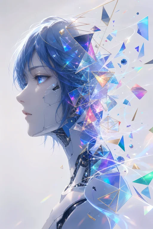 A Striking Minimalist Anime Illustration Portrays A Robot Gi...