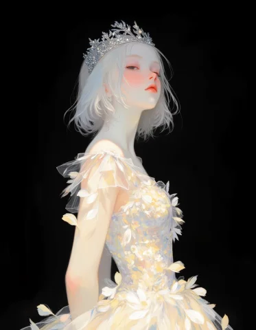 A Whimsical Soft Digital Painting, Half Body Portrait, A Ser... — FLUX AI Prompt: A whimsical soft digital painting, half body portrait, a serene teen pale prince...