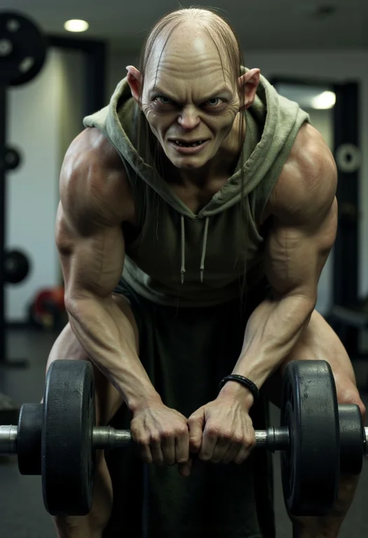 A Ridiculously Buff, Roided-out Smeagol Wearing A Sleeveless...